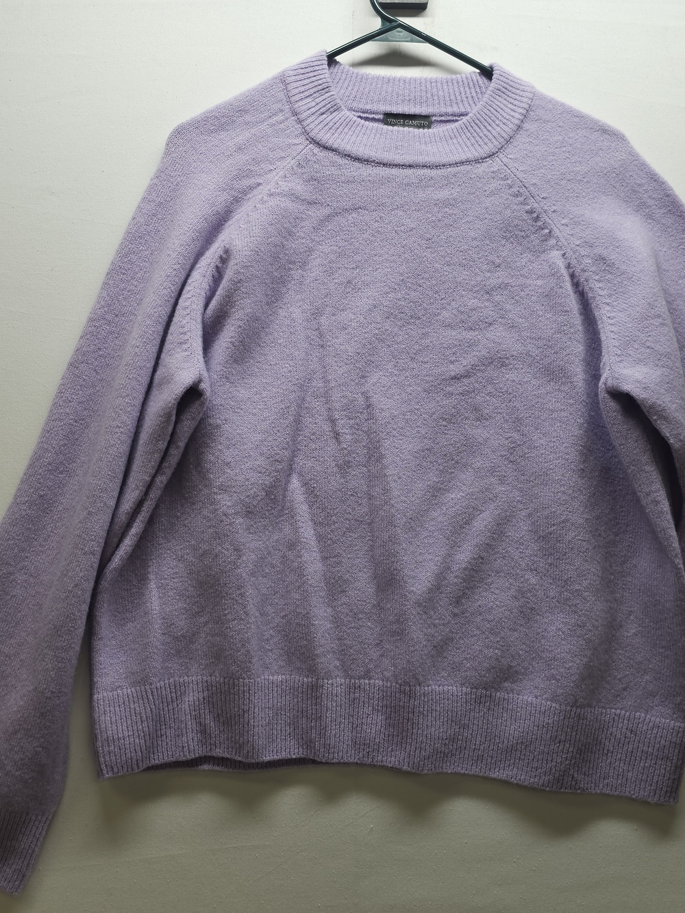 Vince Camuto Womens Large Lavender Purple Crewneck Knit Sweater Raglan Sleeve L